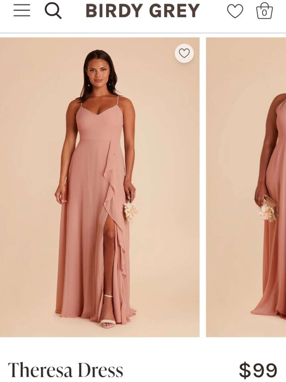Birdy Grey Theresa Dress Dusty Rose Size Large Bridesmaid Maxi Dress